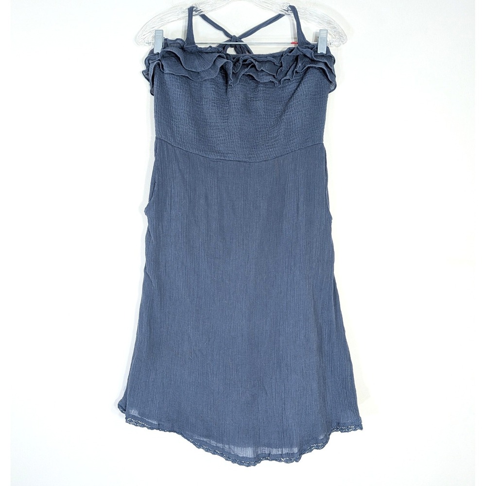 Maeve Blue Halter Dress; Ruffle Smocked Cotton Mini with POCKETS!